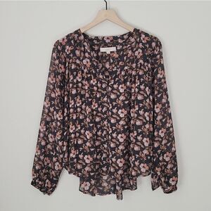 Loft Floral Chiffon Button Front Blouse Size Extra Small